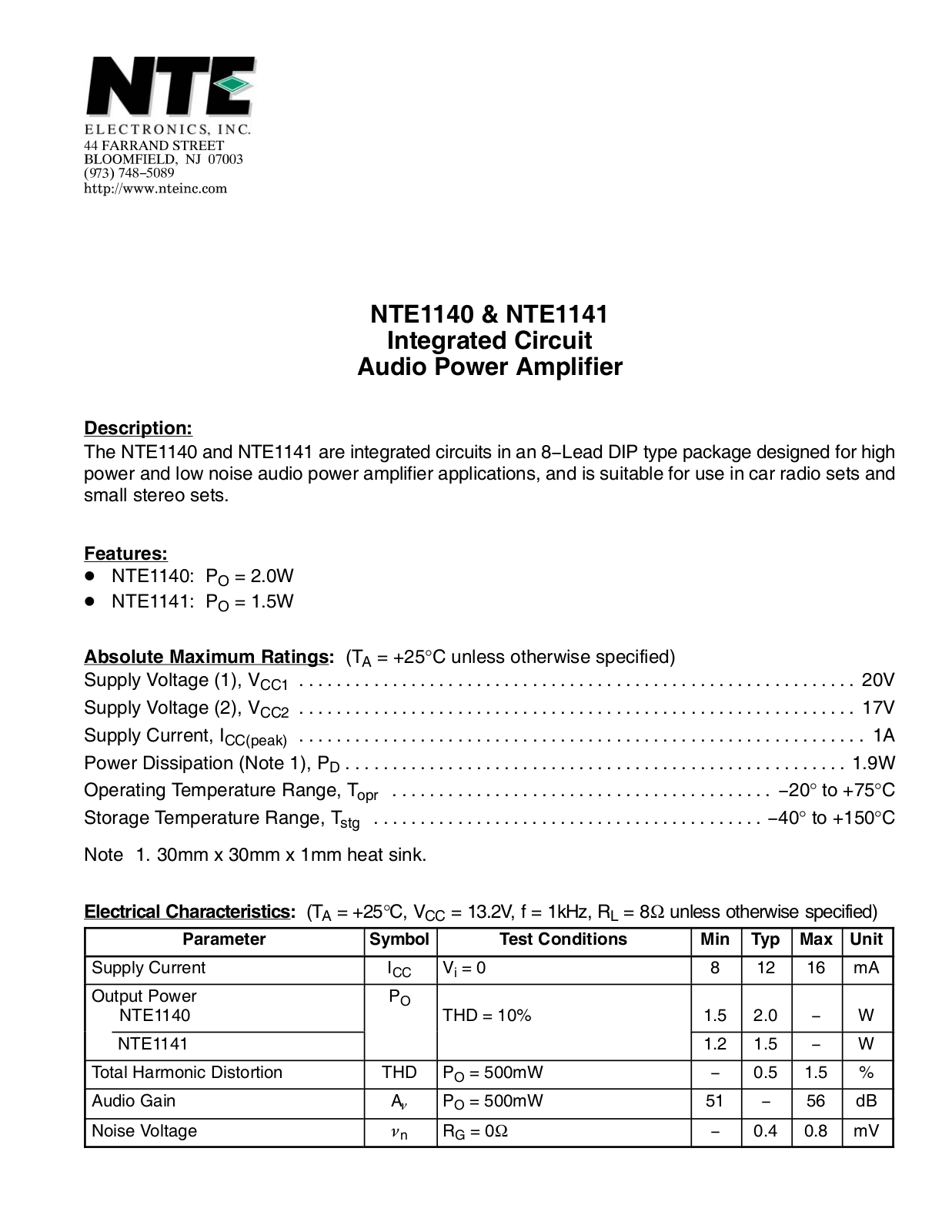 Datasheet ECG1140 Specification - ManualMachine.com