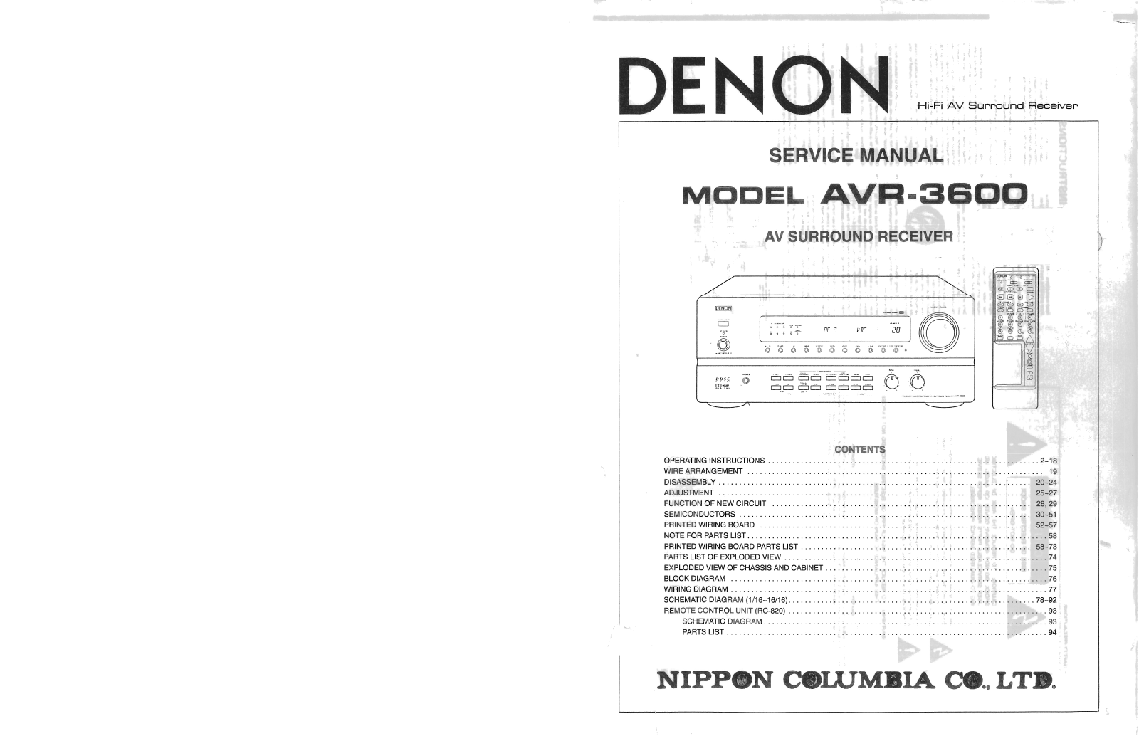 Denon AVR-3600 Service Manual