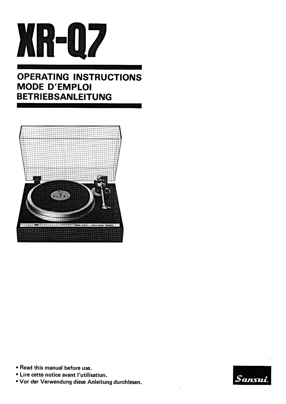 Sansui XR-Q7 Owners Manual