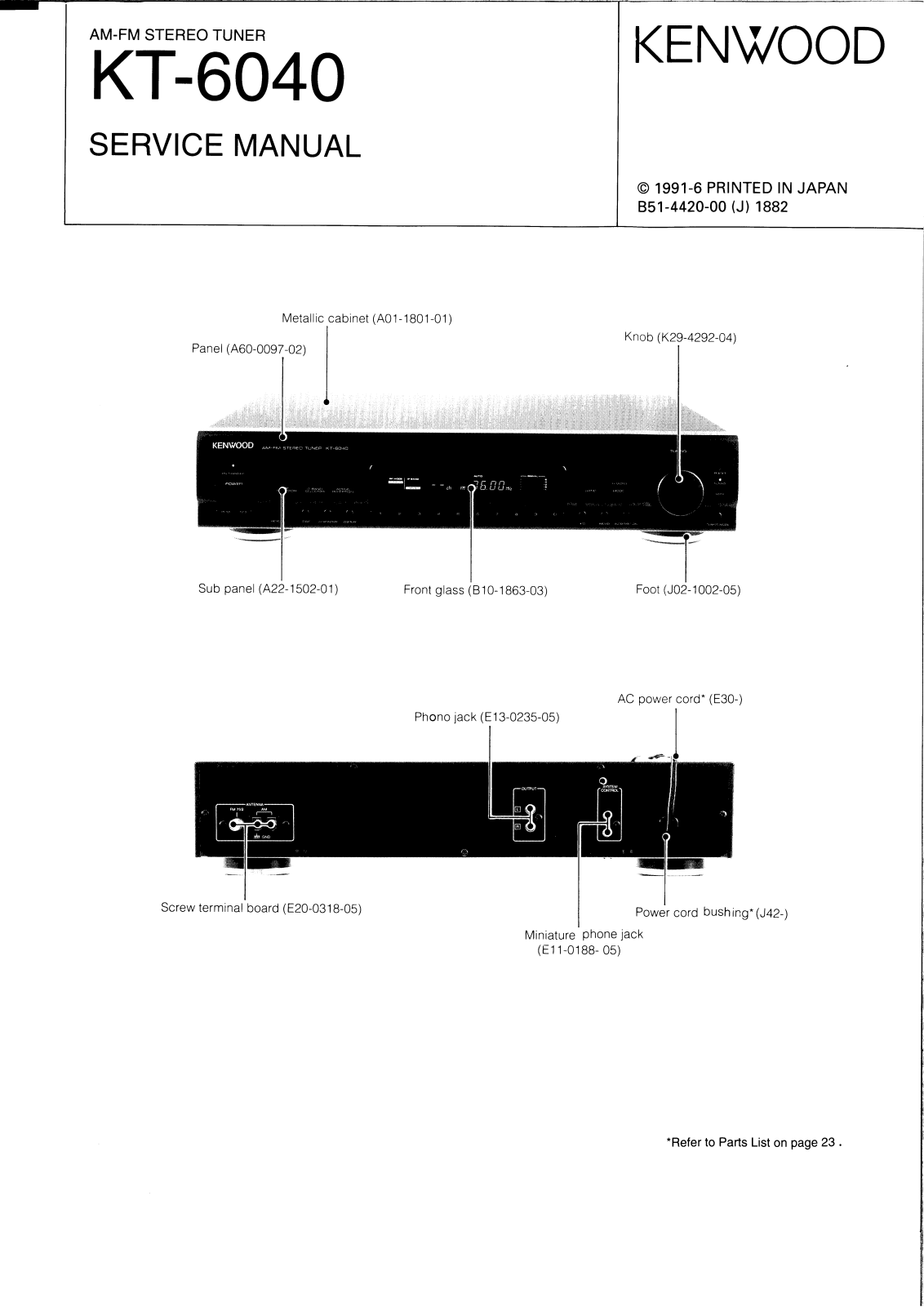 Kenwood KT-6040 Service manual