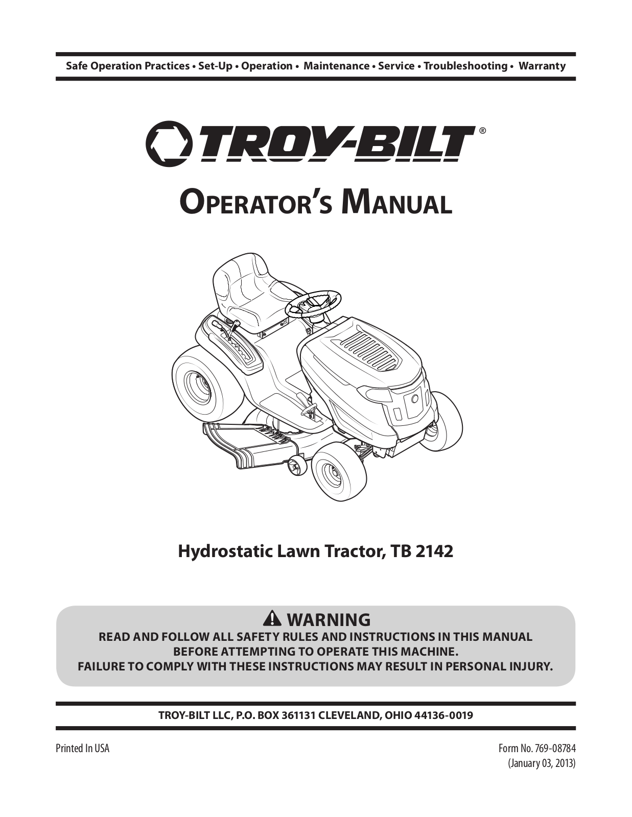 Troy-Bilt TB 2142 User Manual