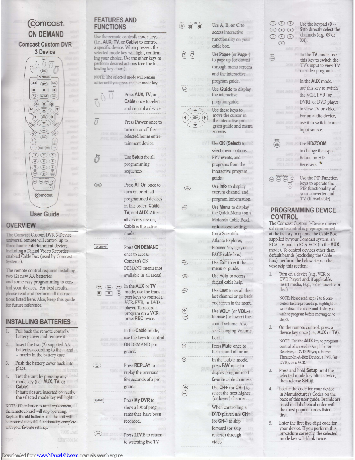 Comcast Custom DVR 3-Device Universal Control User Manual - ManualMachine.com