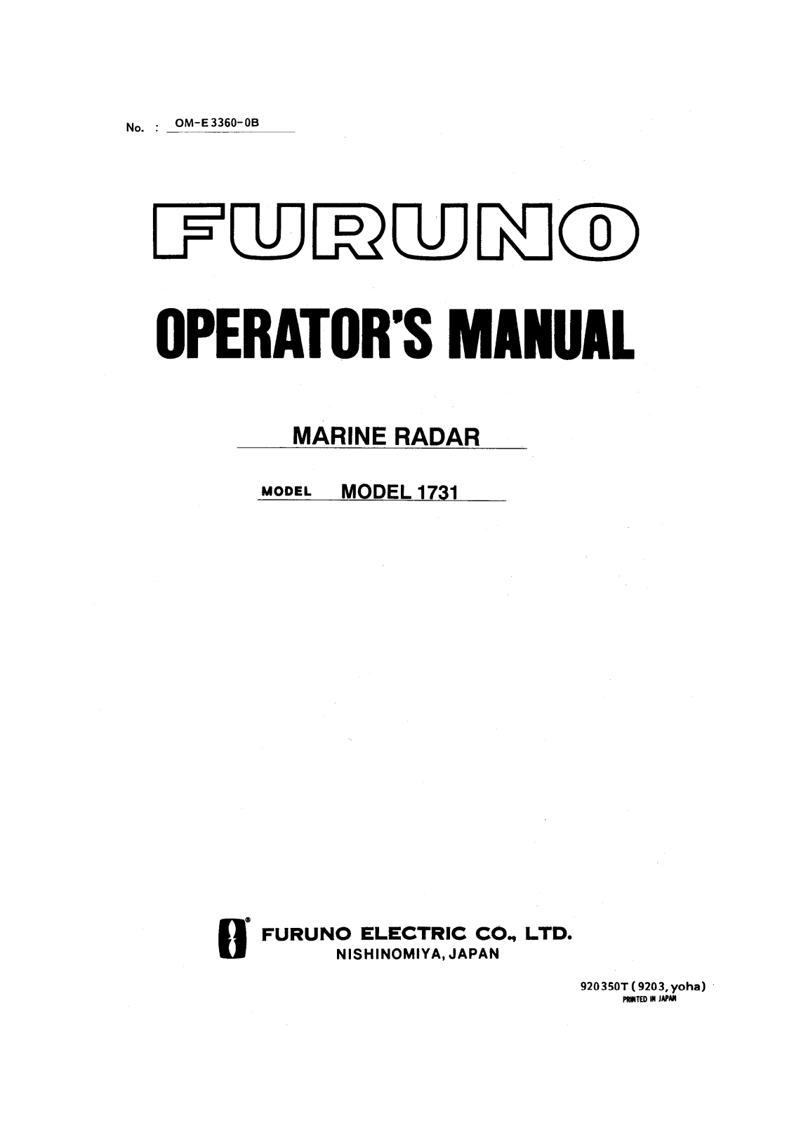 Furuno 1731 User Manual