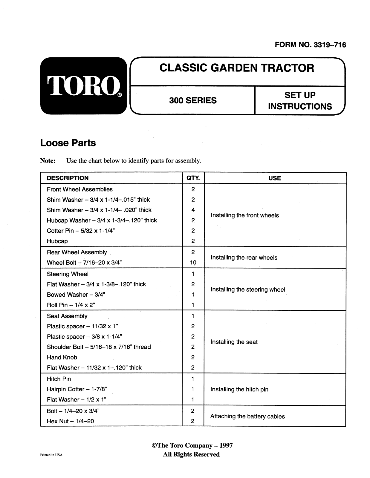 Toro 73428, 73448 Installation Instructions