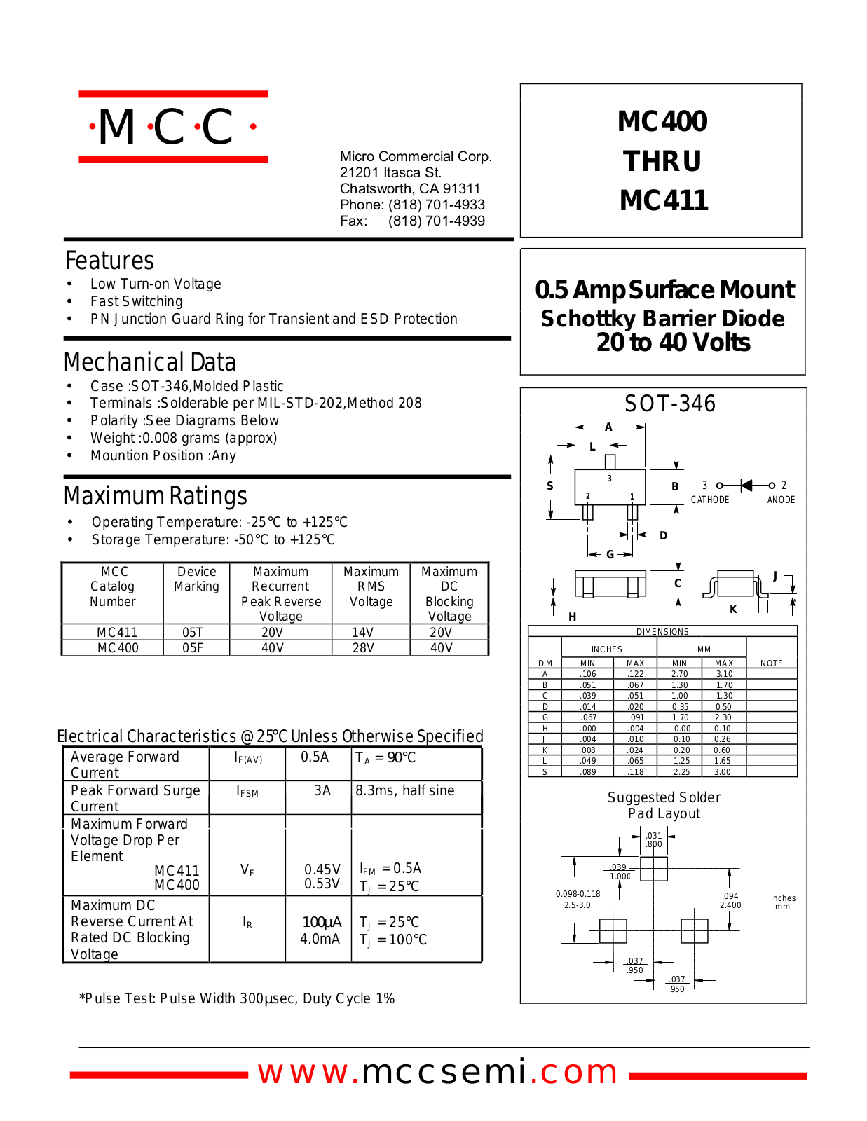 MCC MC411, MC400 Datasheet