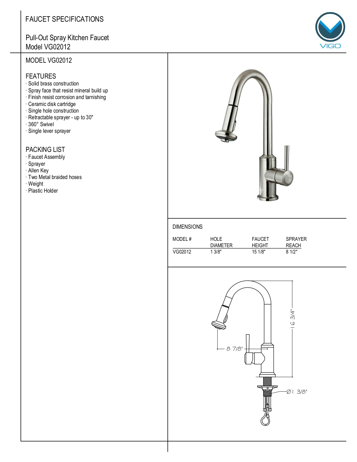 Vigo VG02012 User Manual