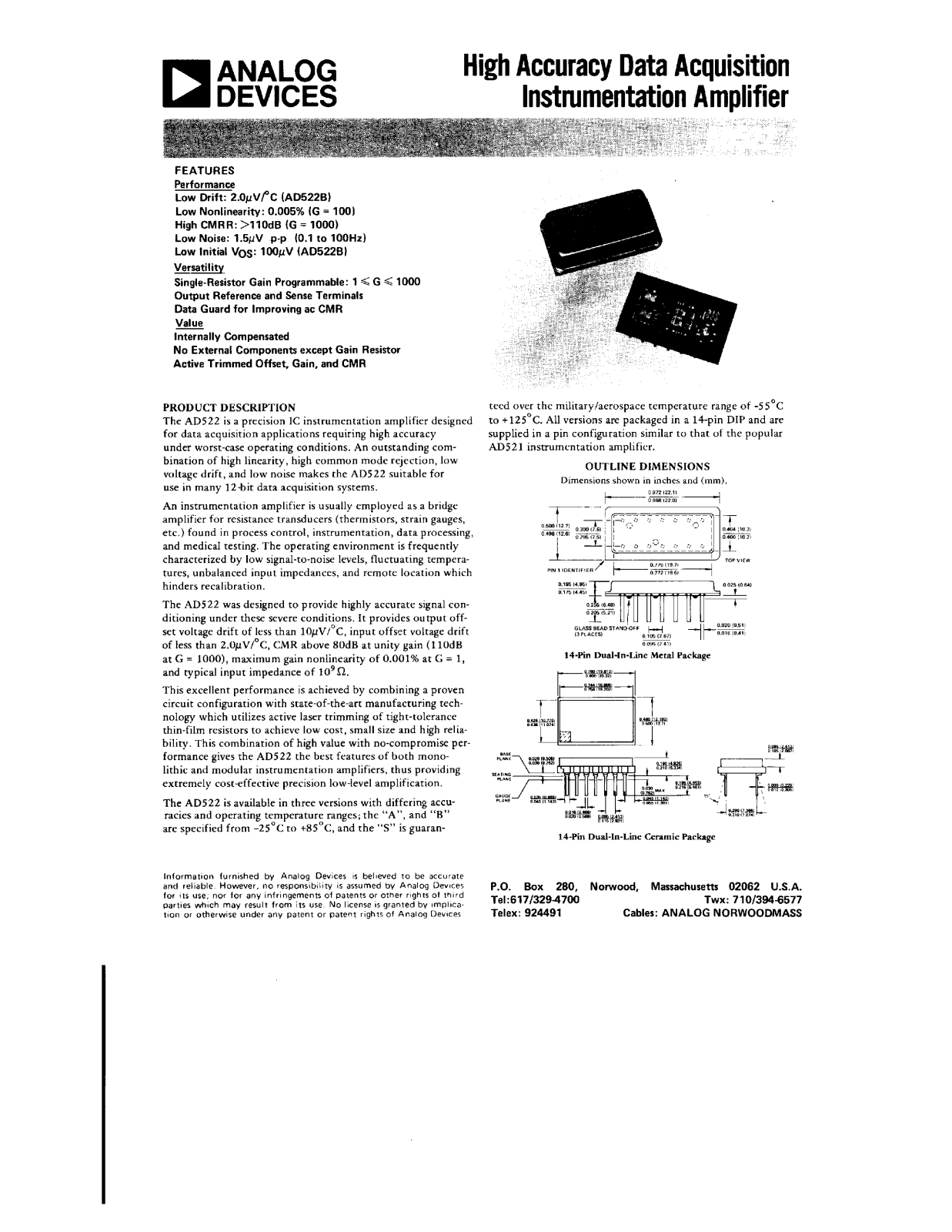 Analog Devices AD522B Datasheet