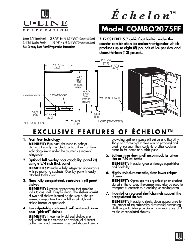 U-Line Ice Maker/Refrigerator CO29WHTP