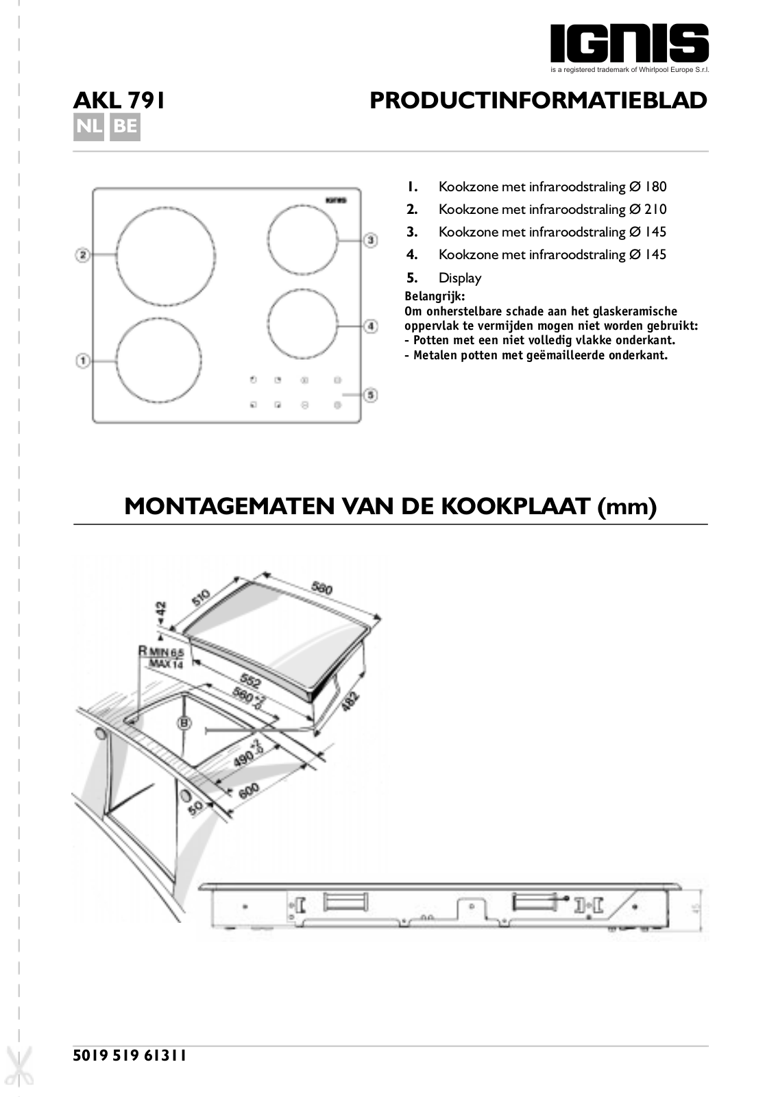 Whirlpool AKL 791/NE/01 User Manual