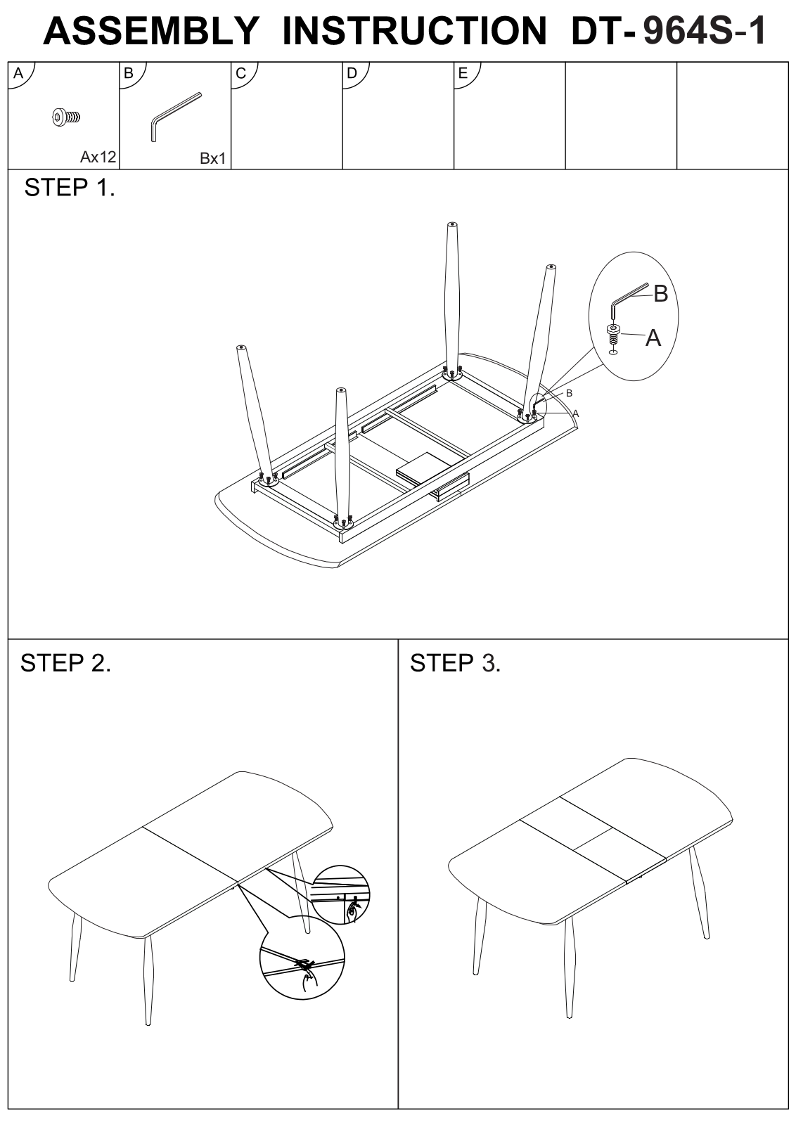 Stool Group DT- 964S-1 ASSEMBLY INSTRUCTIONS