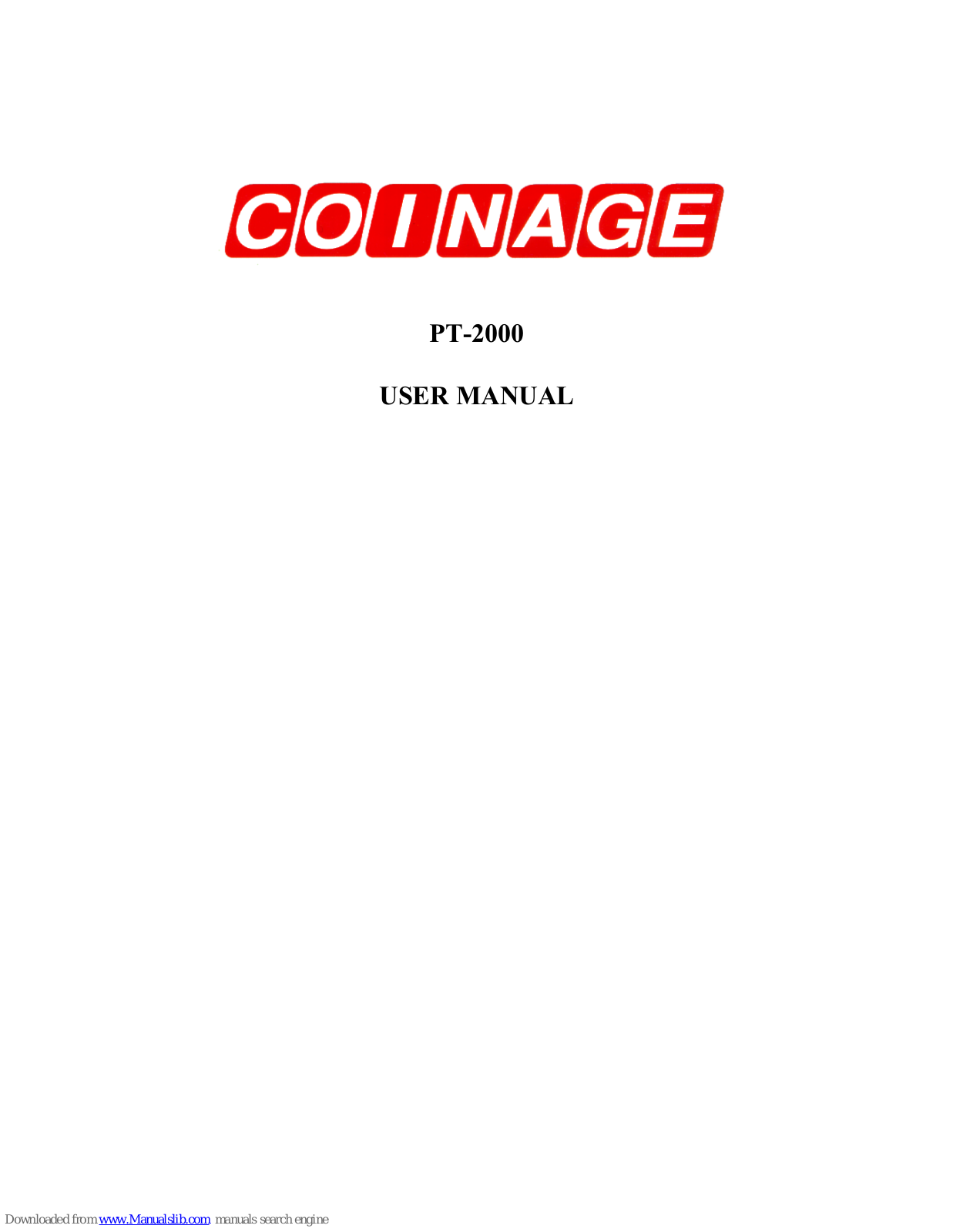 COINAGE PT-2000 User Manual - ManualMachine.com