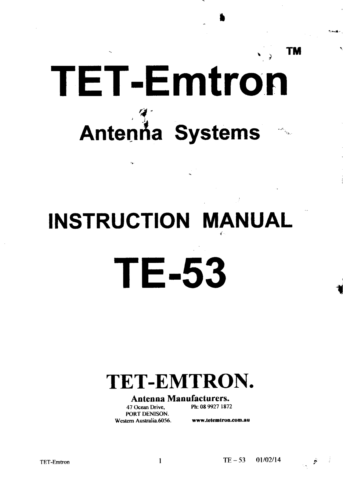 TET-Emtron TE-53 User guide - ManualMachine.com