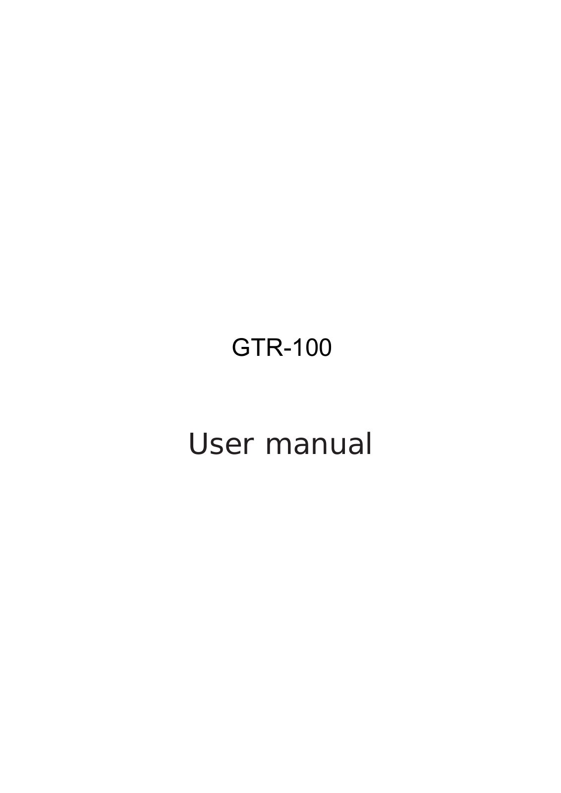 Innovative Concepts and Design GTR 100 User Manual