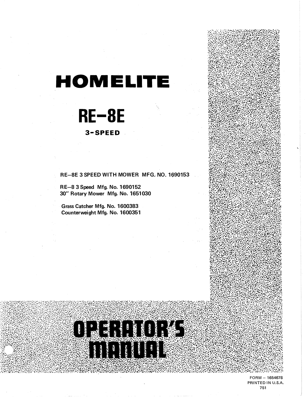 Snapper RE-8E User Manual