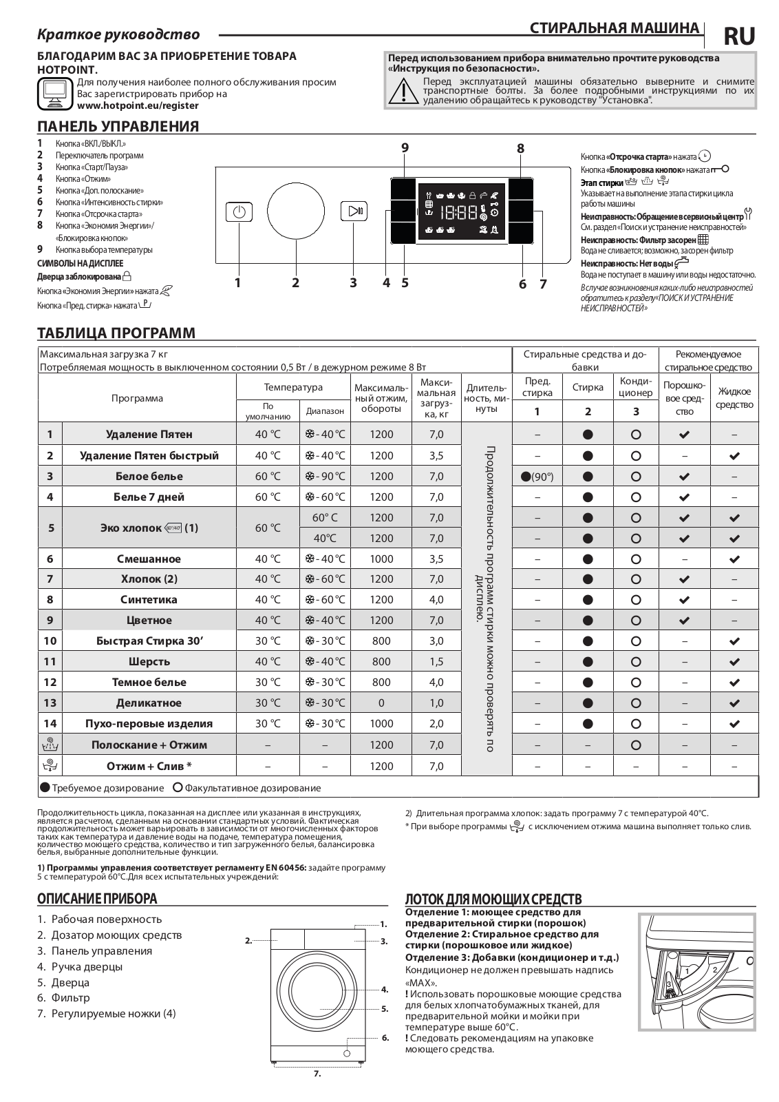 Hotpoint-Ariston BI WMHG 71284 User manual