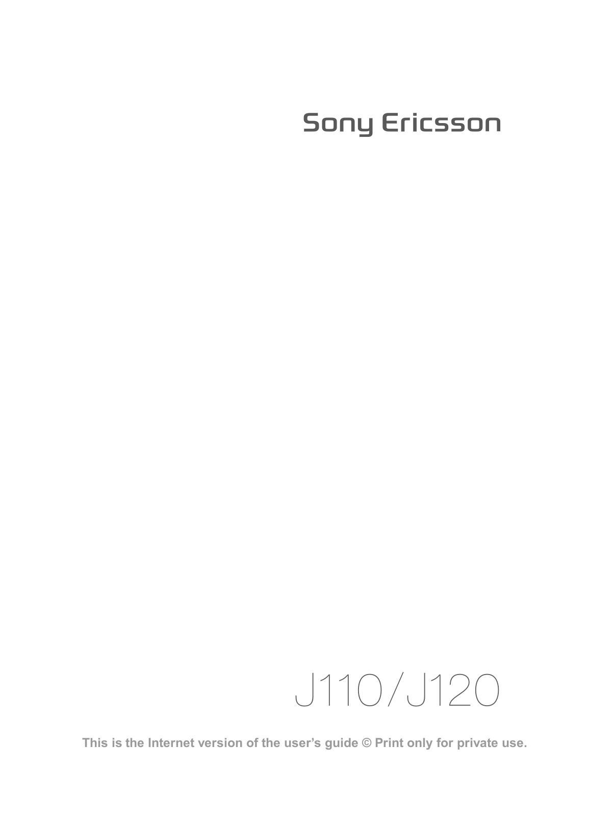 Sony ericsson J110I, J120I User Manual