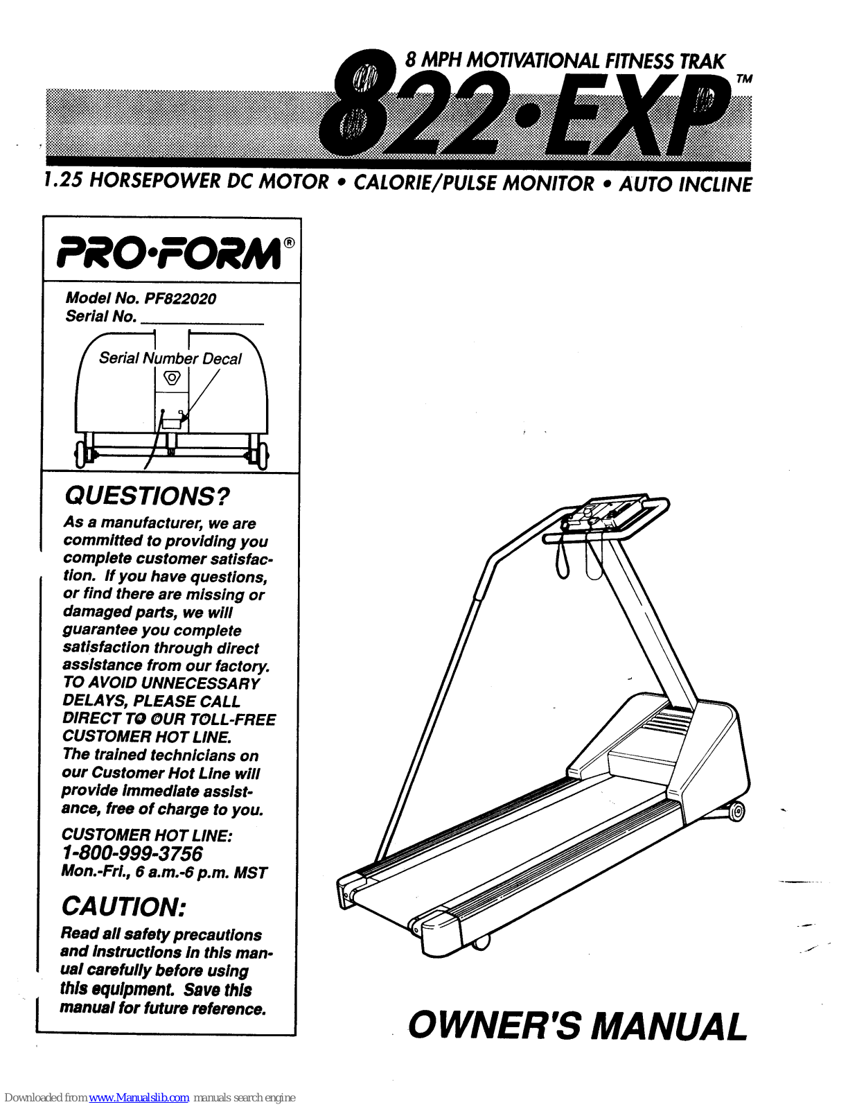 Pro-Form 822 Exp, PF822020 Owner's Manual