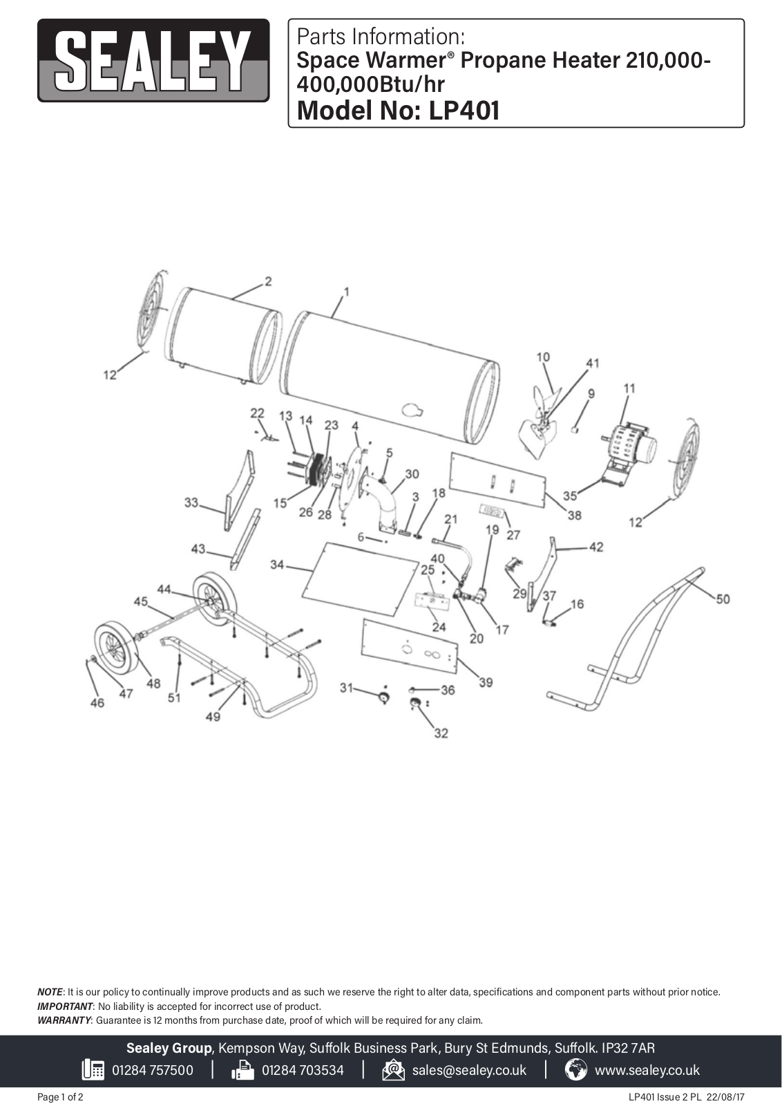 Sealey LP401 Parts Listing - ManualMachine.com