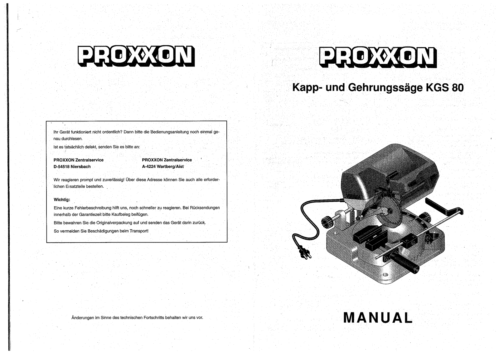 Proxxon KSG80 User guide