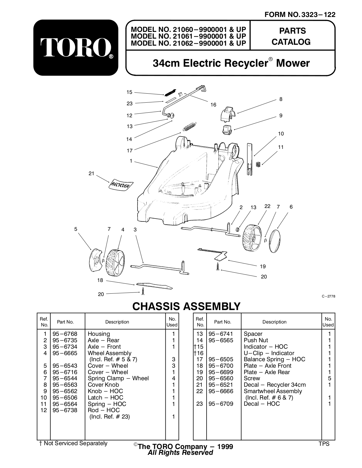 Toro 21060, 21061, 21062 Parts Catalogue