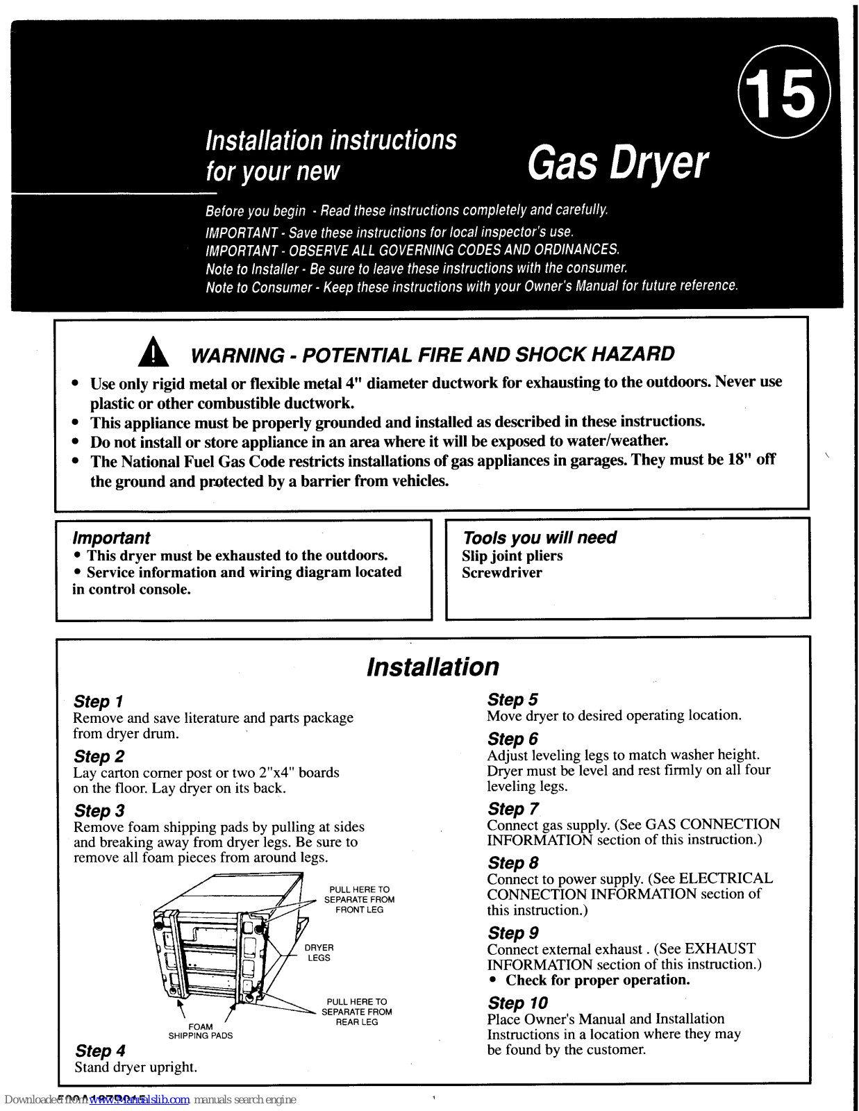 Fisher & Paykel DG09, DG60FA2, DG60FA1, DG70FA1 Install Manual