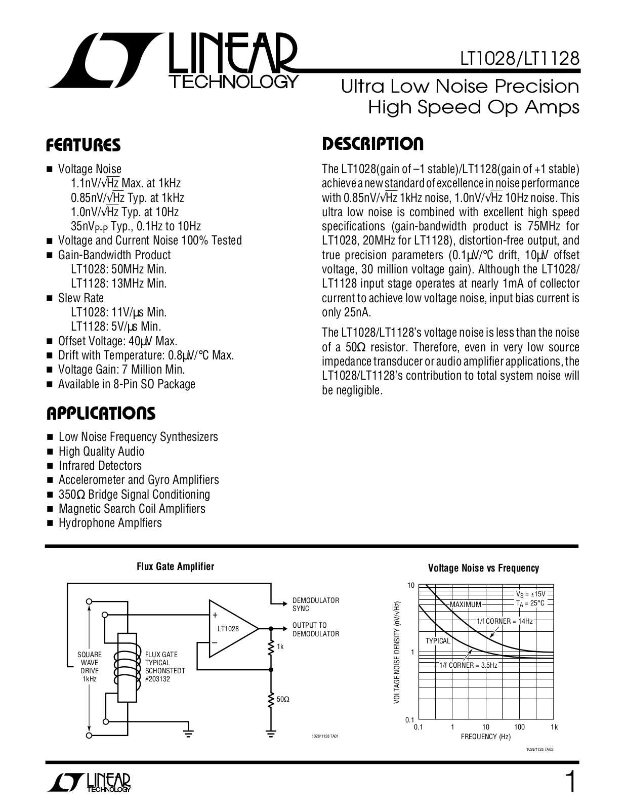 Linear Technology LT1128, LT1028 Datasheet