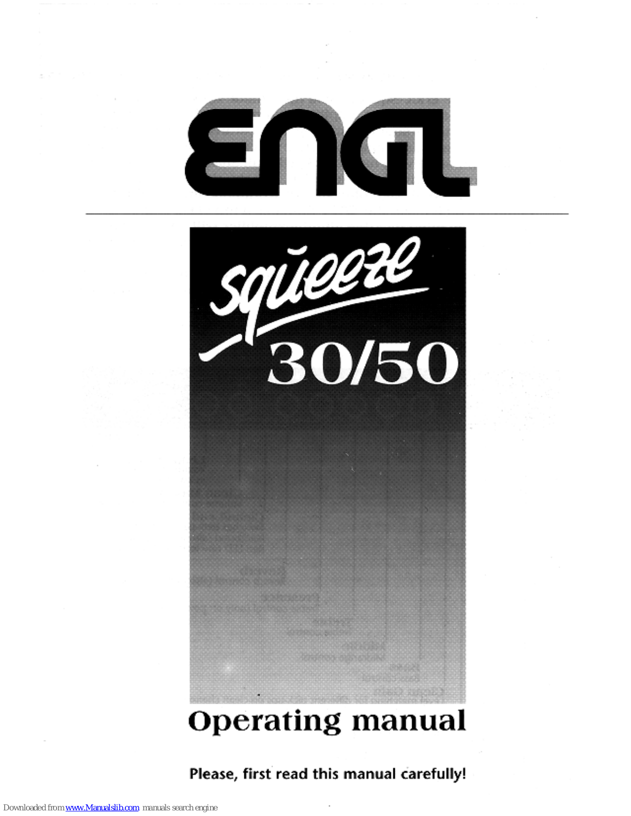 Engl Squeeze 60, Squeeze 30, Squeeze 50 Operating Manual