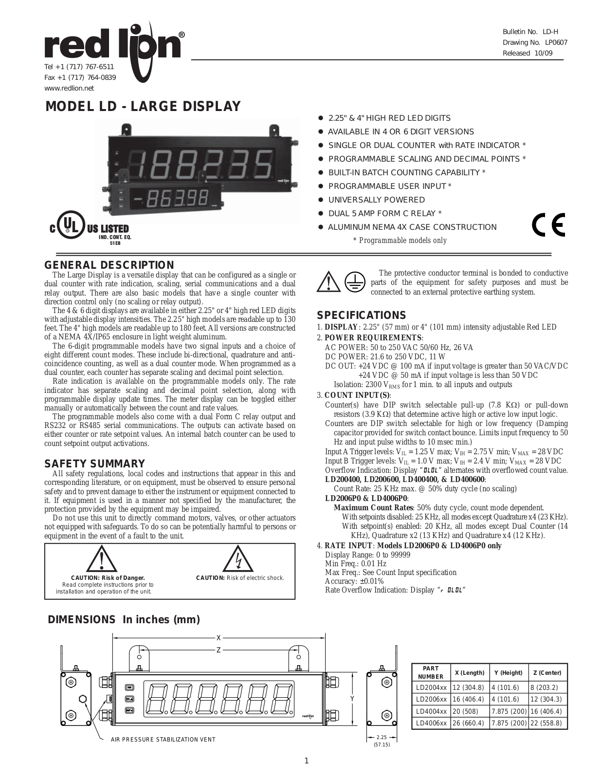 Red Lion LD200400, LD200600, LD400400, LD400600, LDPLUG00 User guide