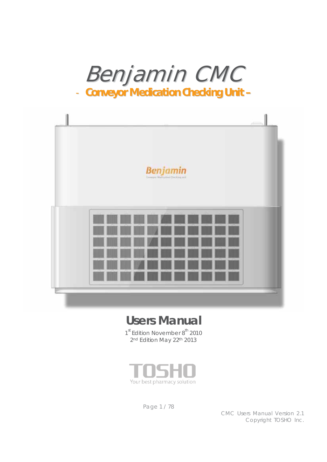 Tosho TSCMC01 User Manual - ManualMachine.com