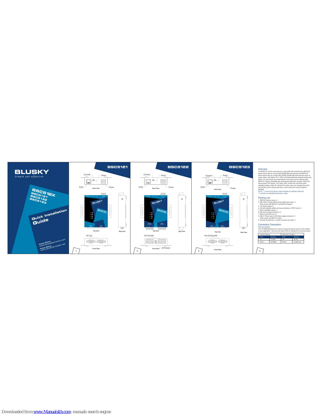 Blusky BSC5121, BSC5122, BSC5123 Quick Installation Manual - ManualMachine.com