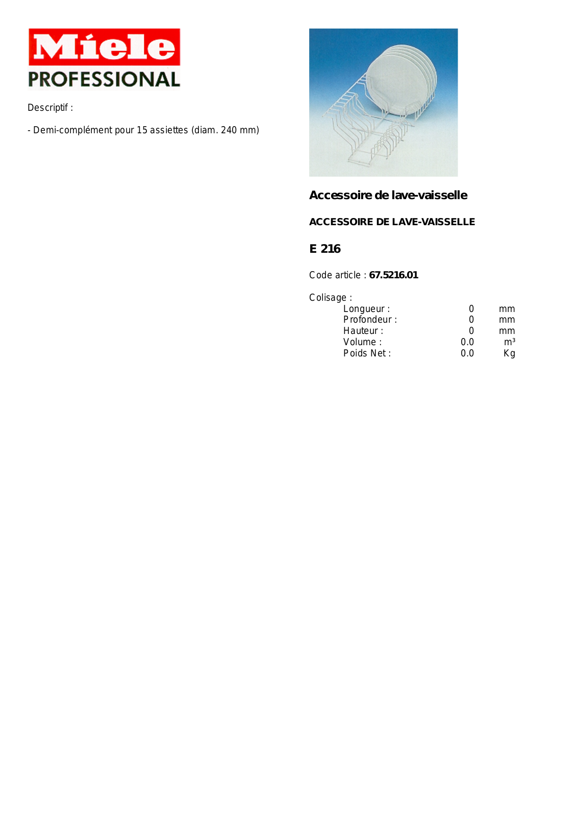 MIELE E 216 DESCRIPTIF User Manual - ManualMachine.com