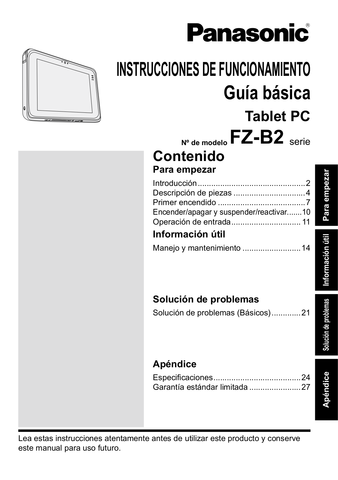 Panasonic FZ-B2 Instruction Manual