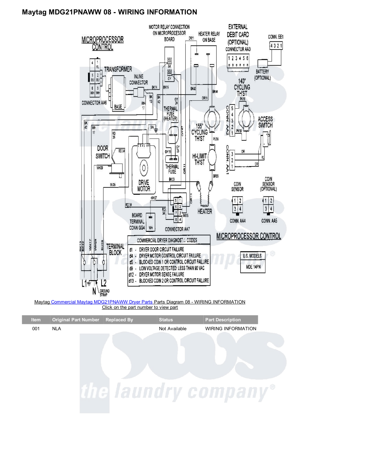 Maytag MDG21PNAWW Parts Diagram