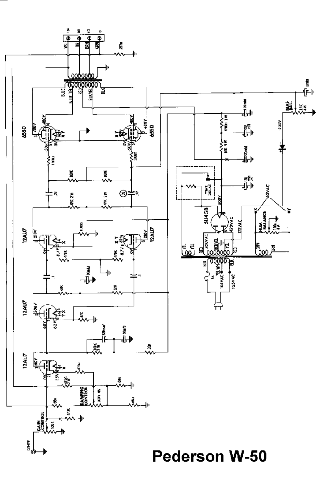 Pederson Acoustics W-50 Schematic