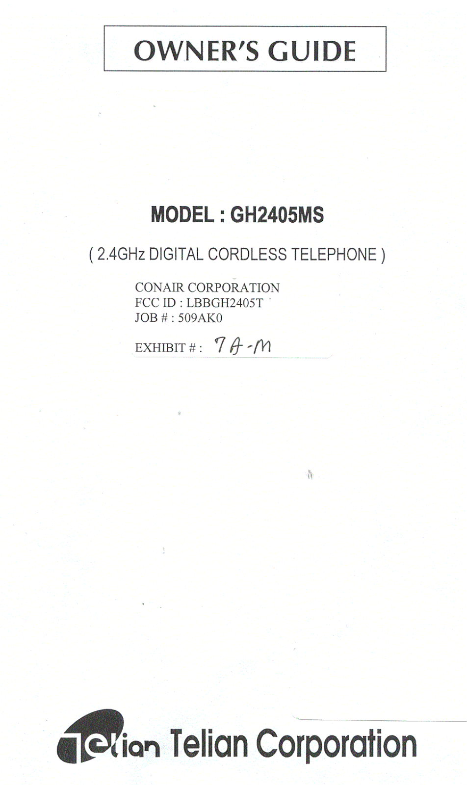 Continental Conair GH2405T Users manual