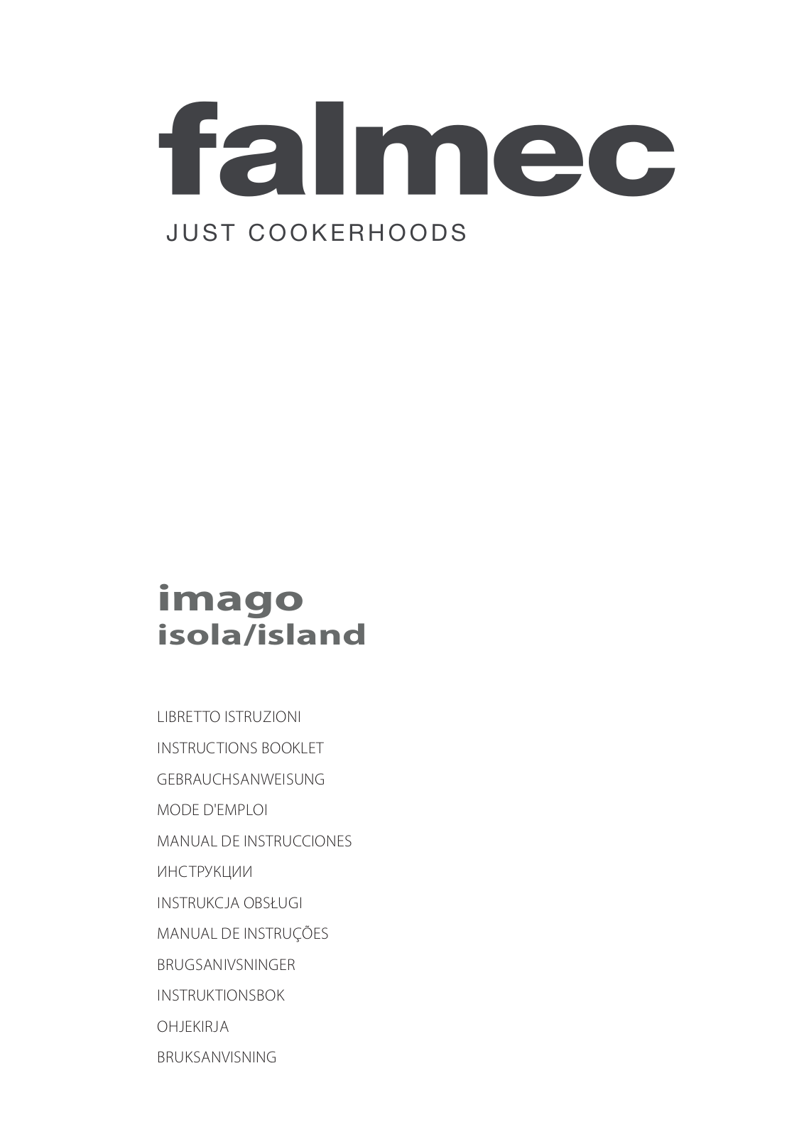 Falmec IMAGO ISOLA INSTRUCTIONS BOOKLET