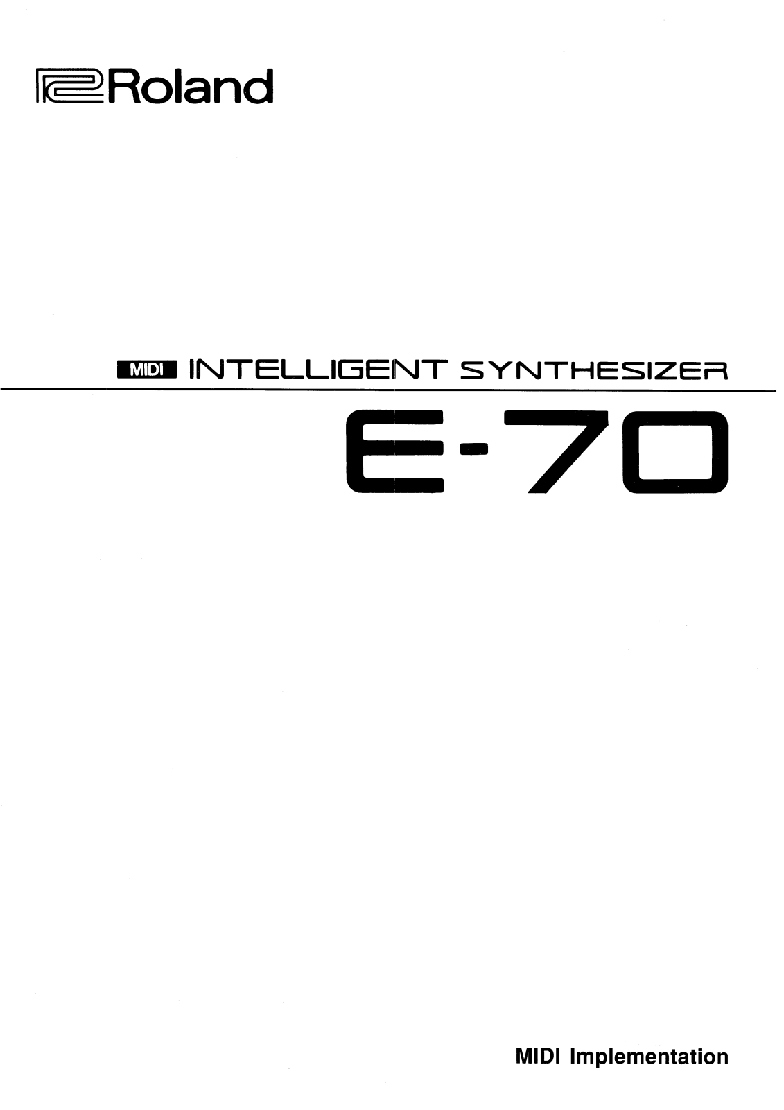 Roland E 70 Service Manual