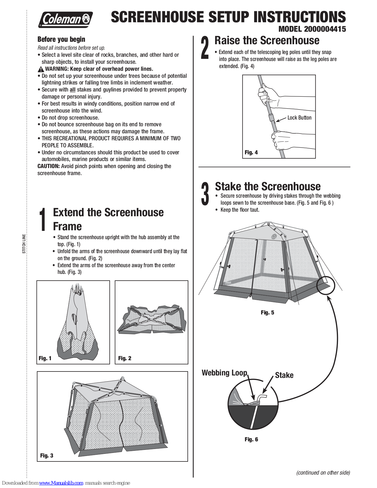 Coleman STITCHLINE 2000004415 Setup Instructions