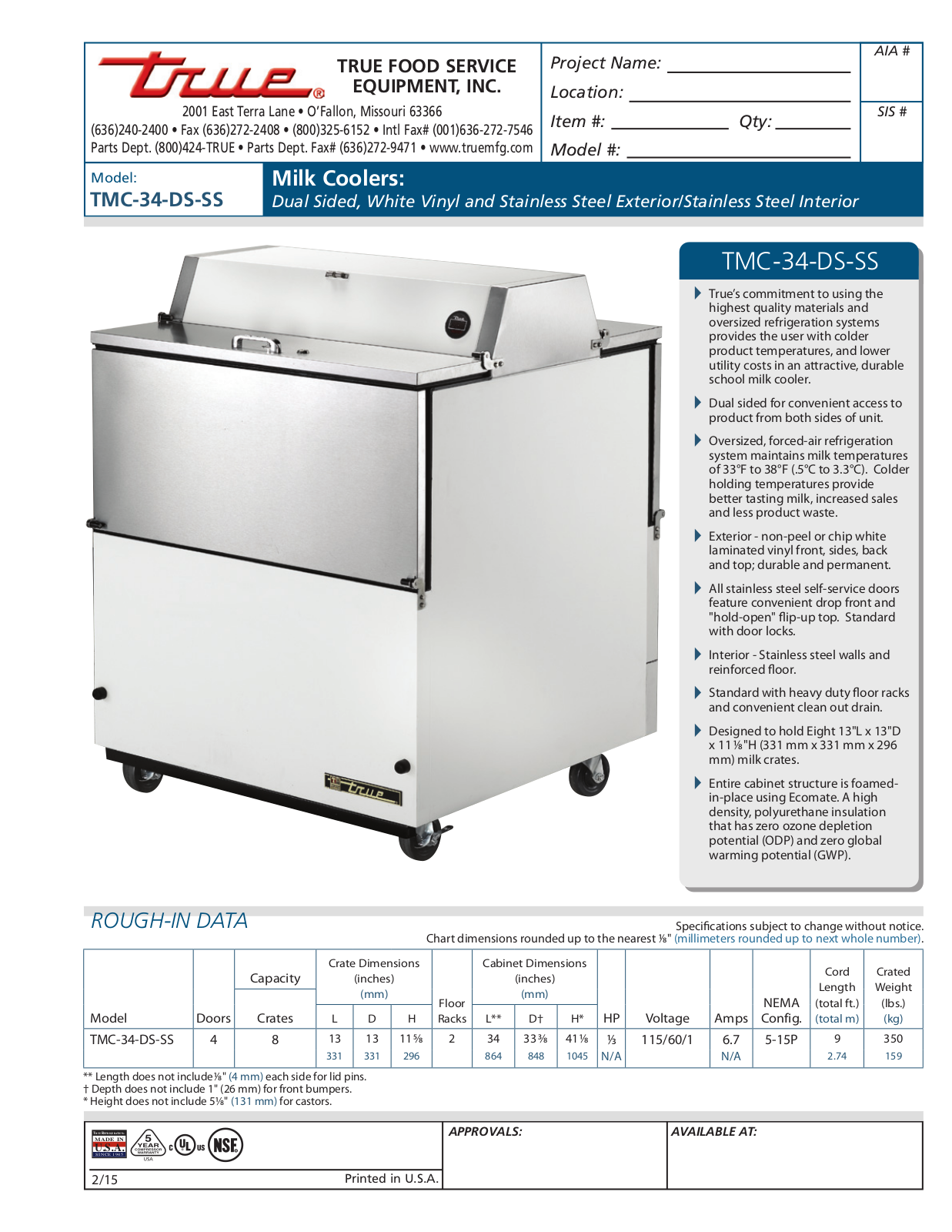 True TMC-34-DS-SS User Manual