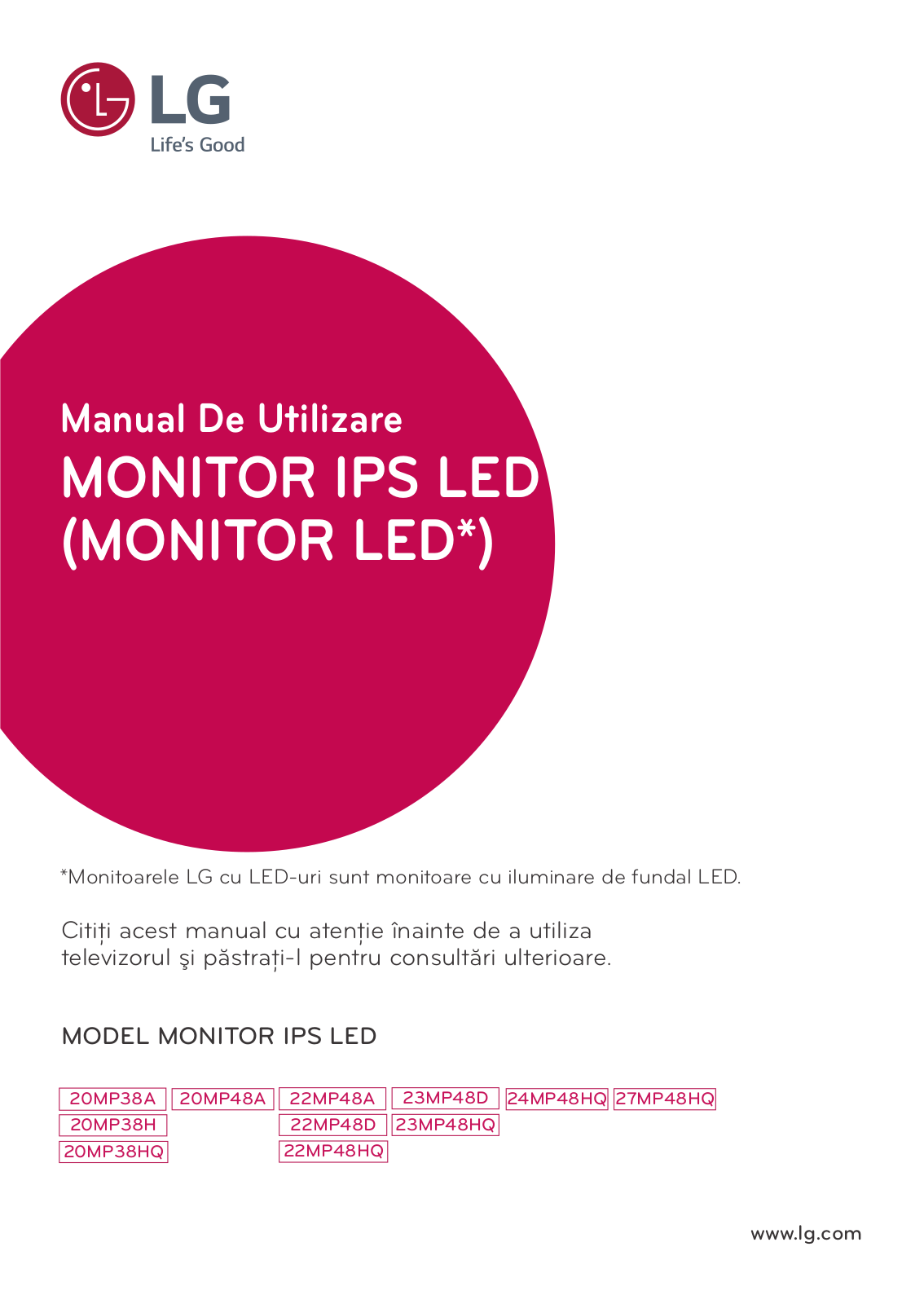 LG 20MP38HQ-B Owner's Manual