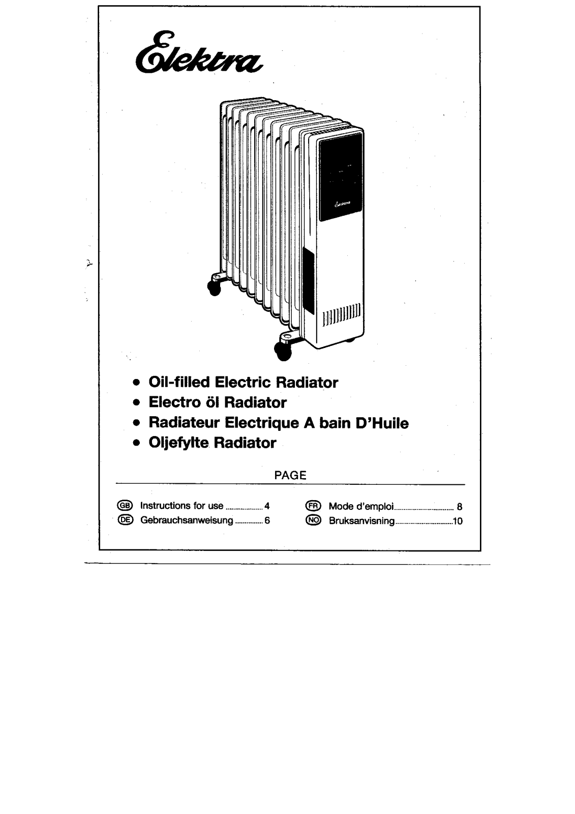 Elektra EOR106, EOR158 User Manual