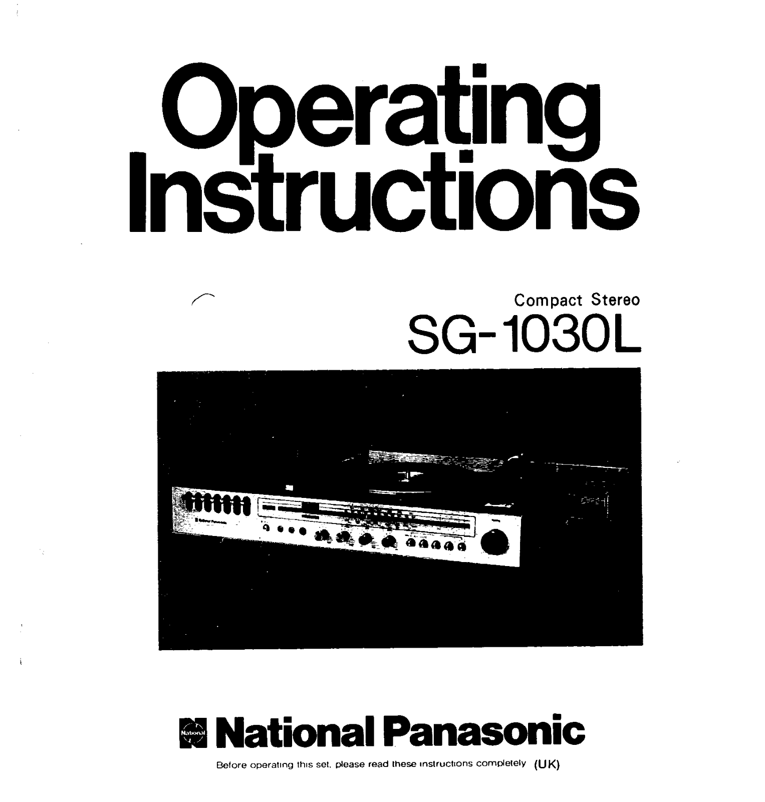 Panasonic SG-1030 User Manual