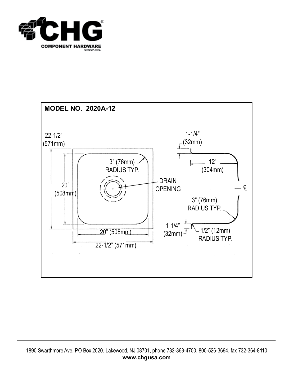 Component Hardware 2020A-12 User Manual