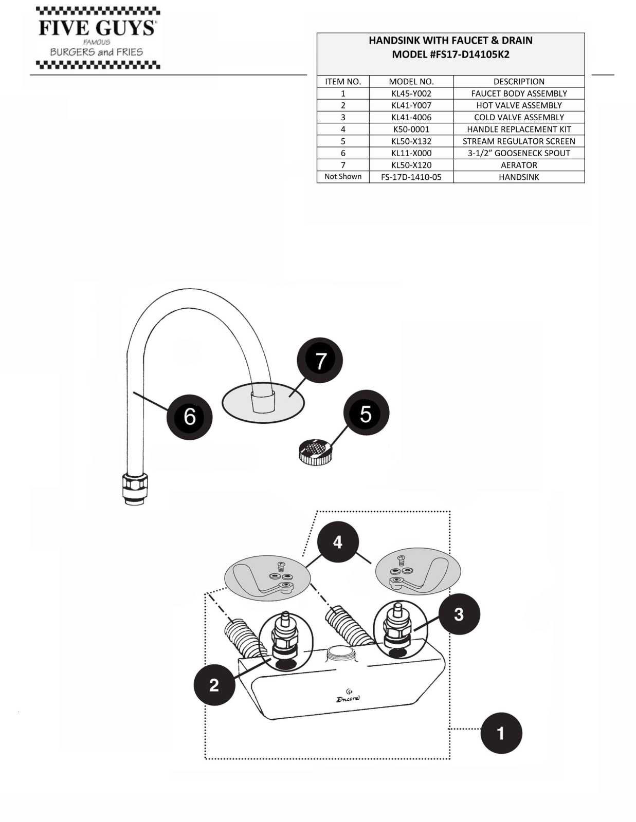 Component Hardware FS17-D14105K2 Parts Manual