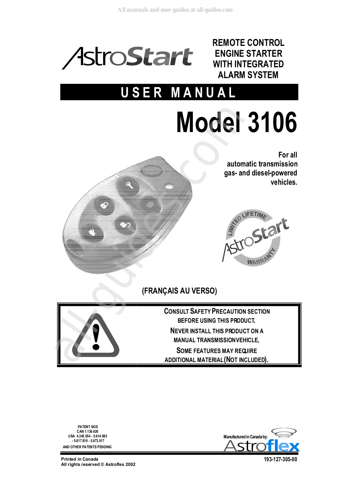 AstroStart 3106 User Manual