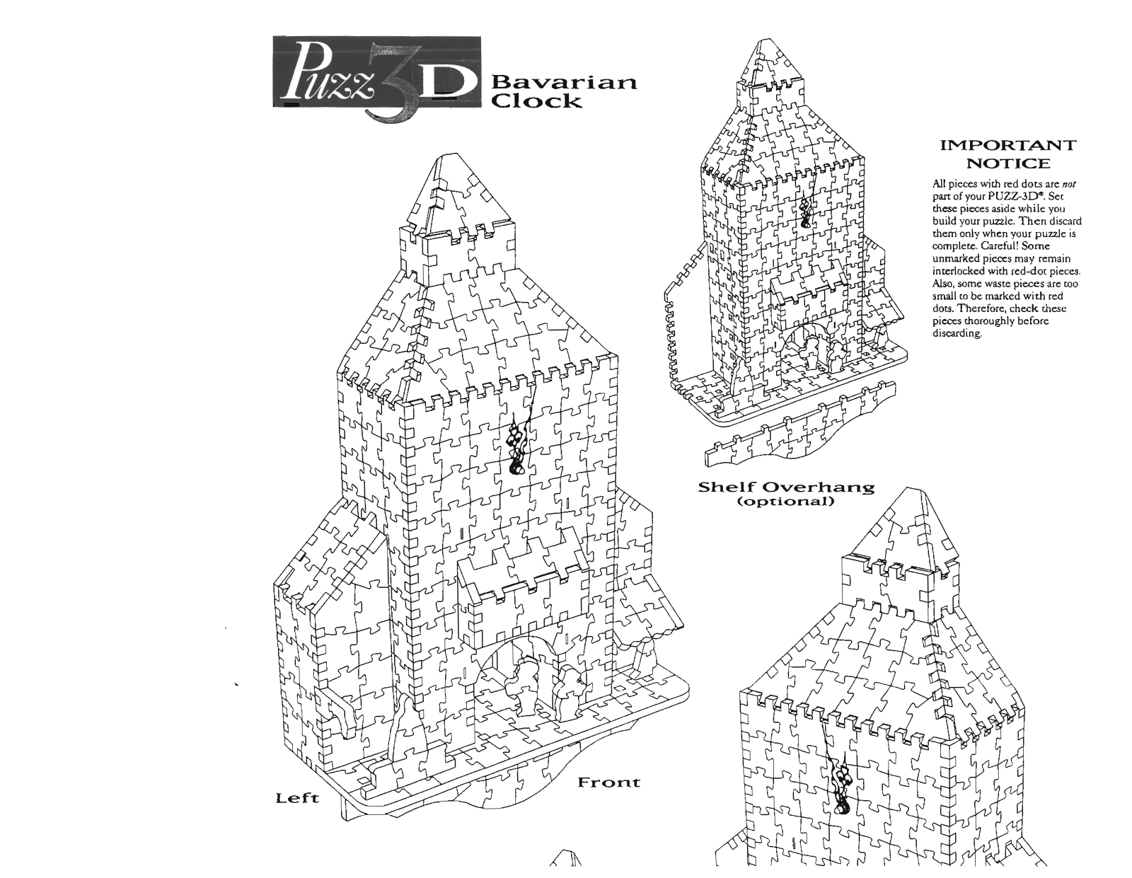 Hasbro PUZZ 3D BAVARIAN CLOCK User Manual