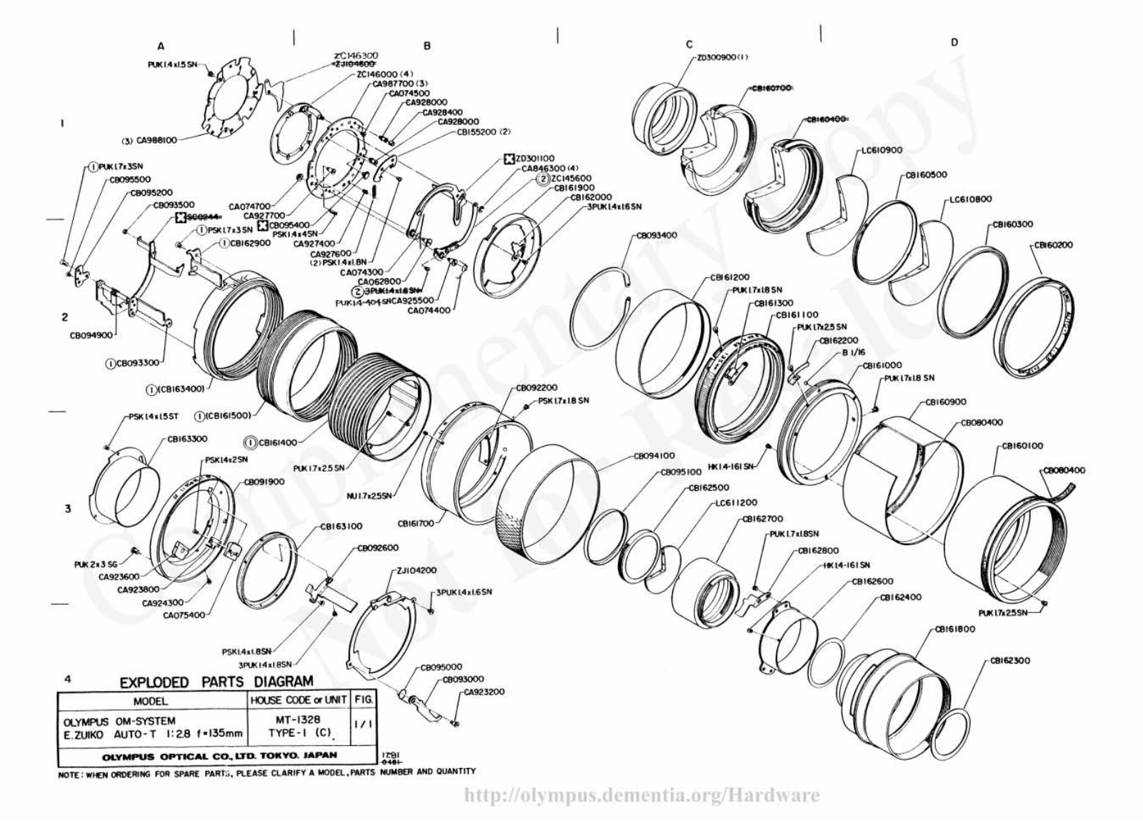 OLYMPUS 135mm f2.8 Service Manual