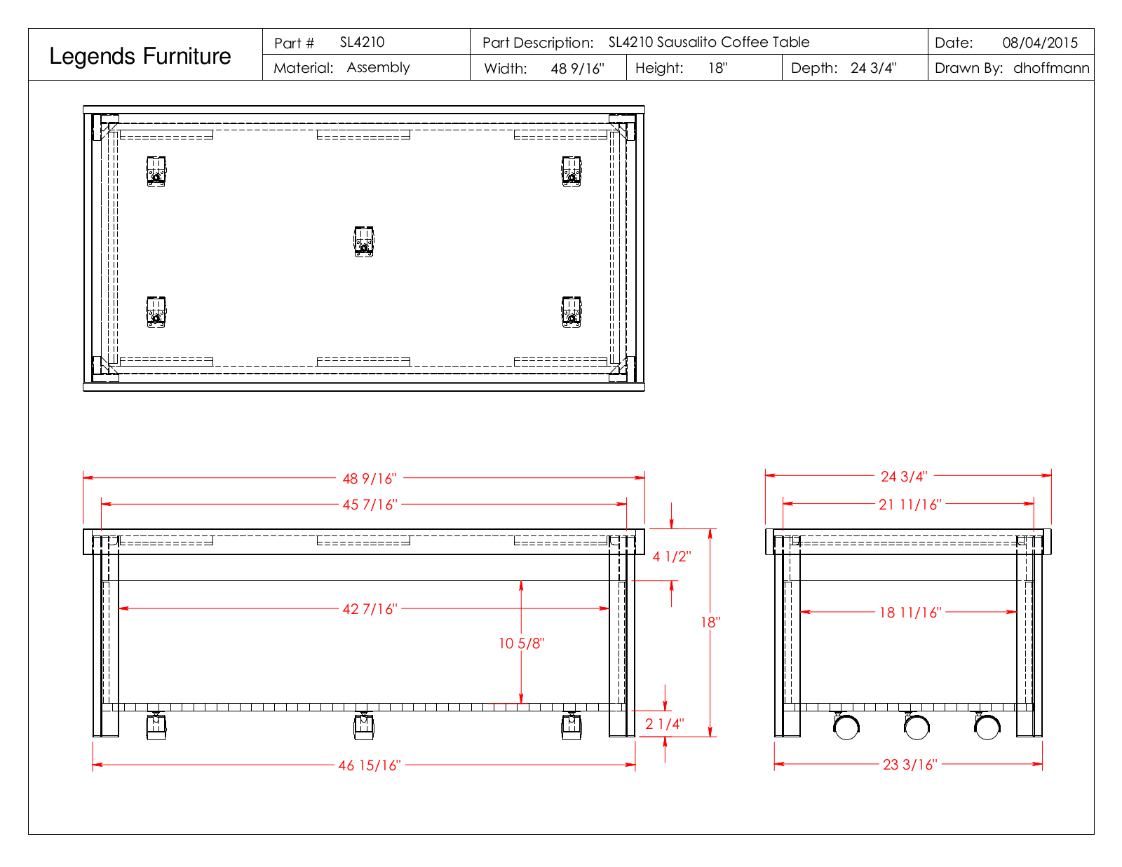 Legends Furniture SL4210 Specification Sheet