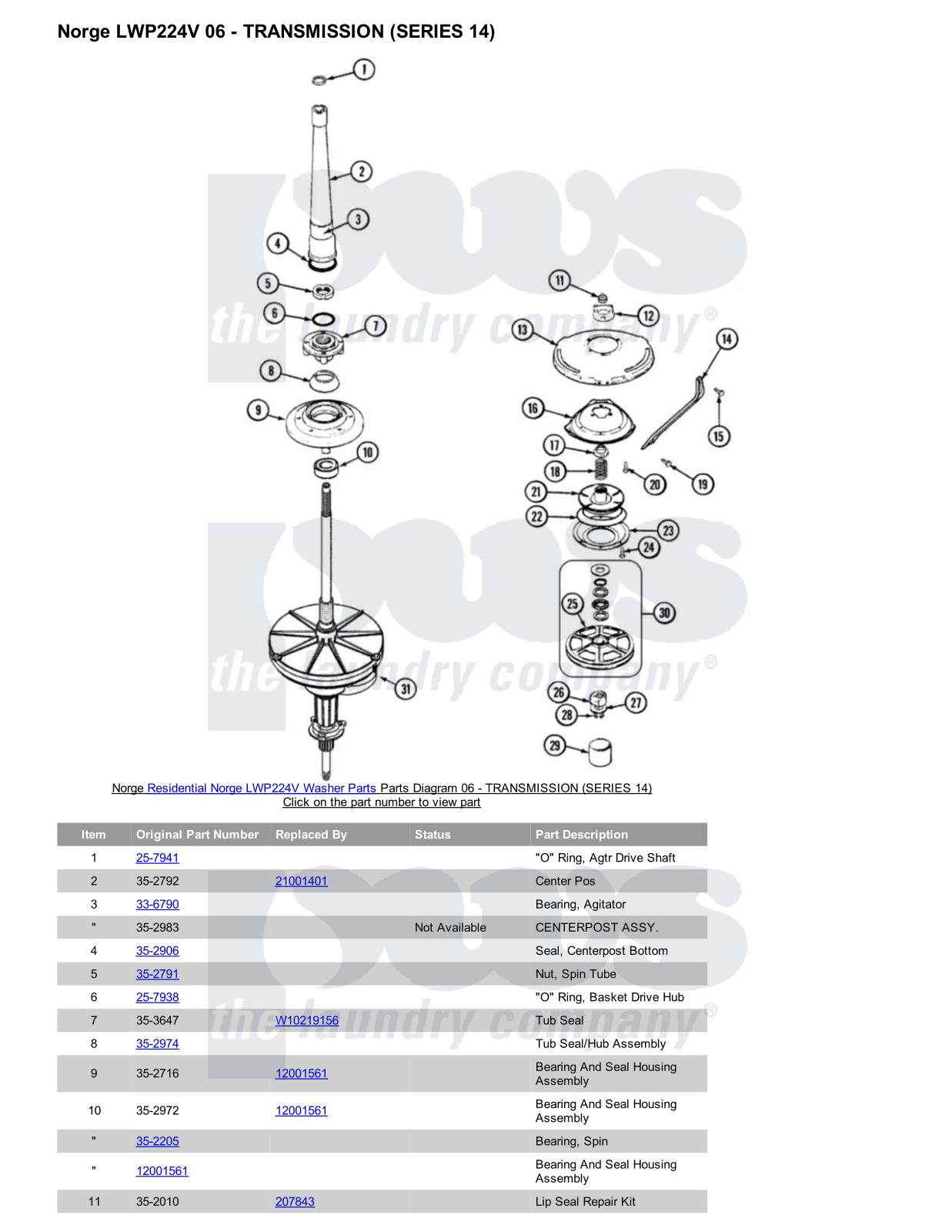 Norge LWP224V Parts Diagram