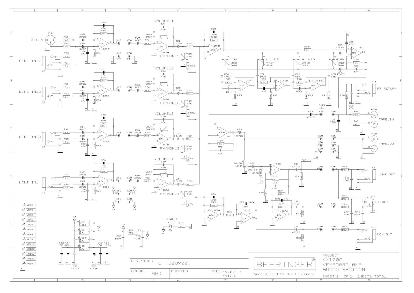 Behringer KX-1200 Schematic